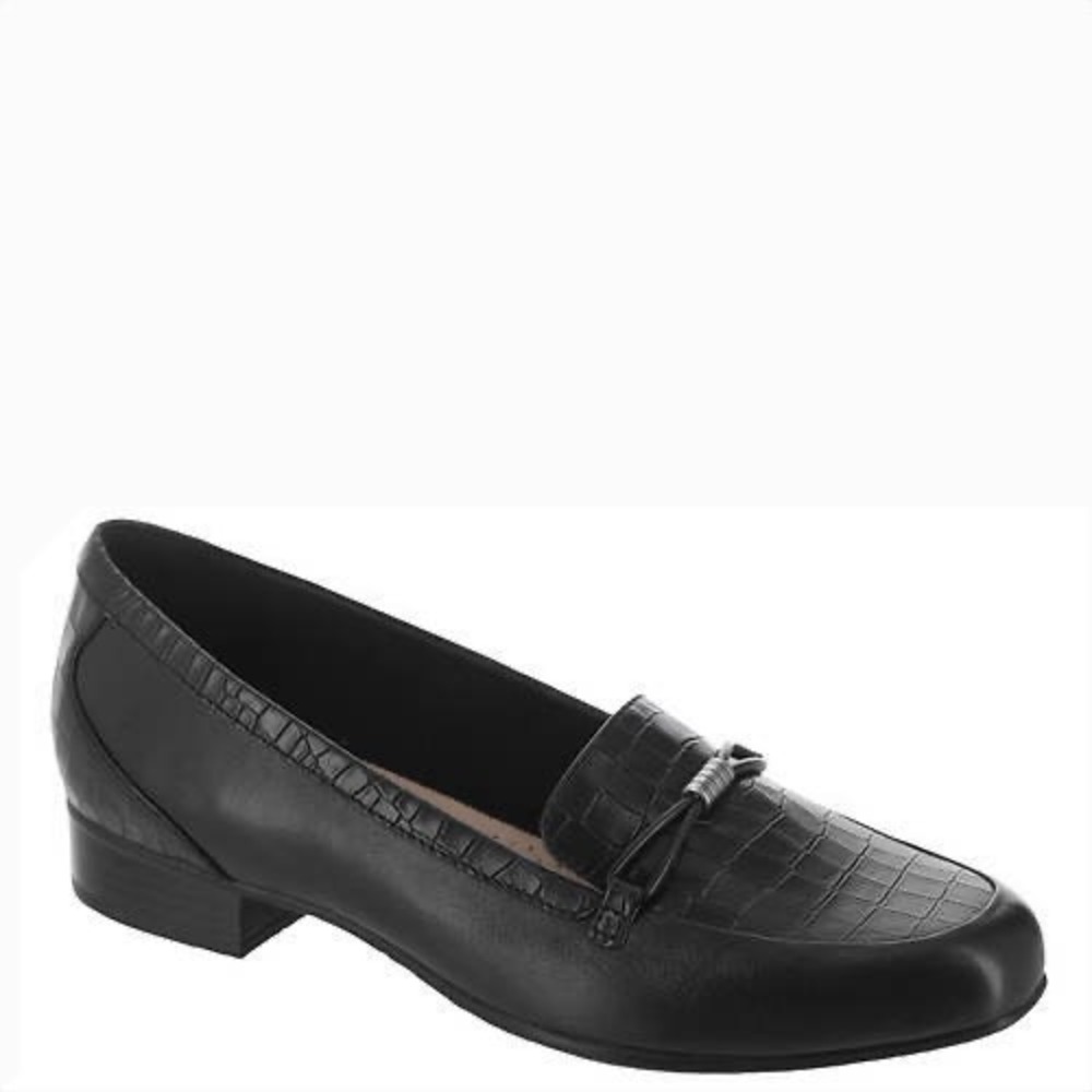 Clarks Collection Black Leather Croc Embossed Loafers Size 7 Ultimate Comfort